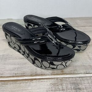 Coach Black and Gray Platform Sandals